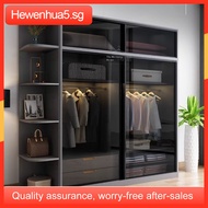 Sliding Door Wardrobe Wardrobe Wardrobe Cabinet Sliding Door Wardrobe Light Luxury Glass Storage And