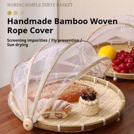 Ready Stock Bamboo Drying Basket - Handmade bamboo woven product with a mesh cover, suitable for dry