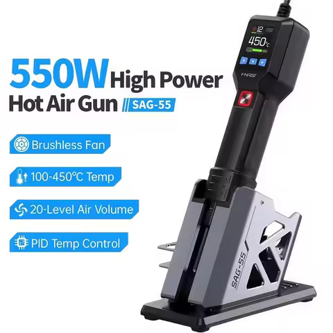 FNIRSI SAG-55 Micro Hot Air Gun 550W with Stand BGA Rework LCD Digital Hair Dryer Soldering Heat Gun