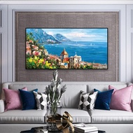 Large modern coastal city architecture landscape canvas home decoration imitation oil painting sense