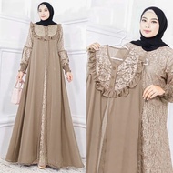 Wnur3383_store-*Best Seller* SHALFA 2in1 Maxi Brocade Dress + Chiffon Outer Front Zipper BUSUI REAL 