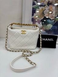 👜Chanel 22S Hobo Box bag with Handle of letter logo  Micro-chip of year 2022 Limited edition 香奈兒 22S