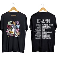 S-5XL Taylor Swift The Eras Tour เสื้อยืดพิมพ์ลายหน้าขาวดำ