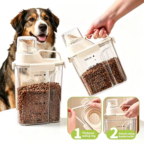 1kg/2kg/2.5kg/3kg Cats Dogs Food Plastic storage box Built-in measuring cup Moisture-proof For cat f