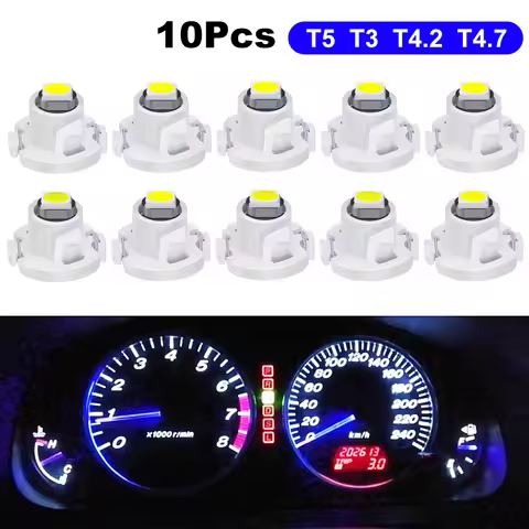 10x T5 T3 T4.2 T4.7 LED Car light Bulb Luces LED Para Auto Interior Side light Instrument Lamp Dashb
