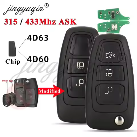 Modified Remote Car Key 315/434MHz ASK 4D60/4D63 for Ford B/C/S-Max Focus Mondeo Kuga Fiesta Ecospor