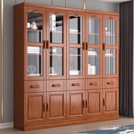 Bookshelf with 3 Doors Bookcase Solid Wood Storage Glass Door All Things Floor-to-ceiling New Solid 