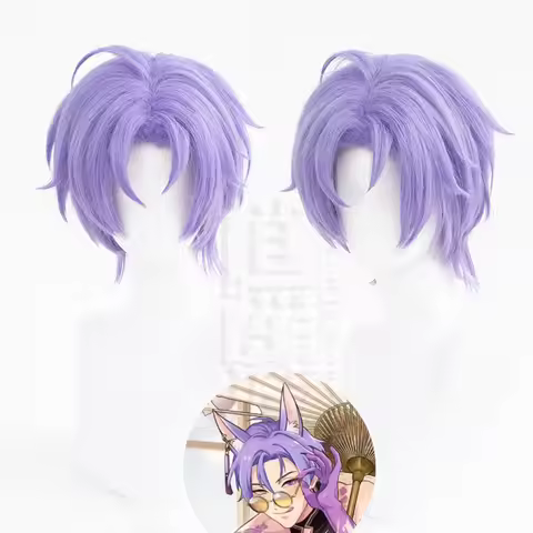 Game Nu: Carnival Kuya Cosplay Wig Purple Short Hair Heat Resistant Synthetic Halloween Party Access