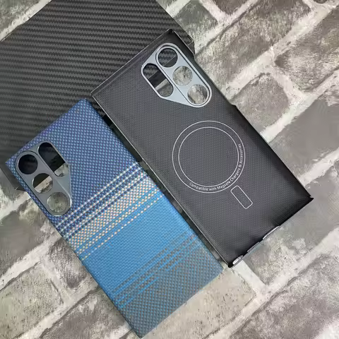 For Samsung Galaxy S23 S24 S25 Ultra Plus 5G S 24 25 S25Ultra Magnetic Aramid Carbon Fiber Phone Cas