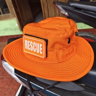 topi rimba oren full kawat free patch rubber RESCUE BPBD bahan ribstop new produk