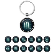 Fashion 12 Constellations Keychain Constellation Glass Key Rings Zodiac Sign Key Chain Pendant Jewel