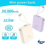 Mini Portable/small powerbank 20000mAh 3C Certified Comes with（ 2) wires mobile power bank Multi-por