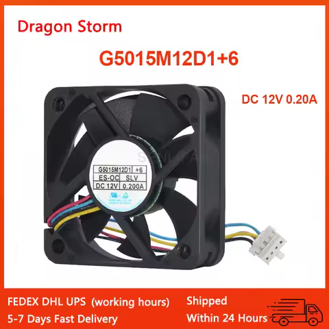 Used G5015M12D1+6 DC12V 0.2A Car Vehicle Audio Cooling Fan cable length 9.5cm 4Pin 5015 50*50*15mm 5