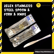 [MY KITCHEN] Zelex Stainless Steel Spoon And Fork Steak Knife Dessert Spoon Dessert Fork Table Spoon