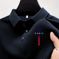 TEMU เสื้อโปโลแขนสั้นผู้ชาย OBM สำหรับฤดูร้อน, เสื้อกอล์ฟ, ผ้าระบายอากาศได้ดี ใส่สบาย คอปกมีเส้นตัวอ