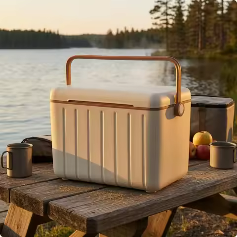 Portable 18 L Cooler Box Top Carry Handle Insulated Cooler Box Portable Ice Chest White Lid