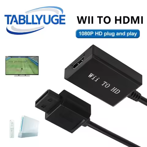 TABLLYUGE Wii to HDMI-Compatible Converter Cable HD1080P Wii To HDMI-compatible Adapter Converter fo