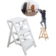 Multi Functional Household Ladder, Foldable Ladder Stool, No Installation, Miter Ladder, Solid Wood 