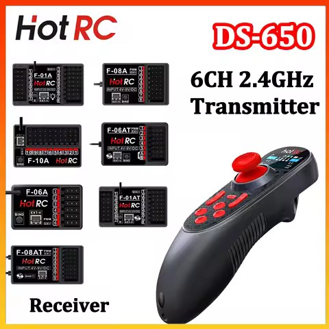 HOTRC DS-650 6CH 2.4G Transmitter Radio System Color Screen Remote Controller F-01A F-06AT F-08A Gyr