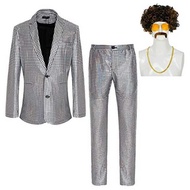 Men's Disco Costume Shiny Sequin Suit 70s Party Costume