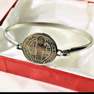 {FREE BOX} PADRE PIO  Mama Mary st.Benedict Bangle  stainless steel Gold Padre Pio  bangles for  wom