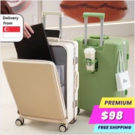 Durable Aluminium Cabin Luggage Lojel Substitute Suitcase Lightweight Travel Universal Luggage USB Charger Front Open