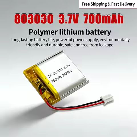 3.7V 700mAh 803030 Lipo Battery, Rechargeable Lithium Polymer Cell for Bluetooth Speaker, Handheld F