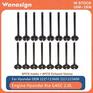 16PCS Engine Intake Exhaust Valve Set Fit 2.0 L For Hyundai Kia Soul Elantra G4GC G6BA G4EC 2.0L GAS