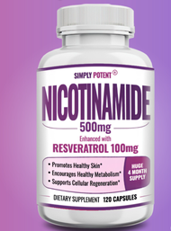 Simply Potent Nicotinamide 500 mg. Enhanced with Resveratrol 100 mg. - 120 Capsules