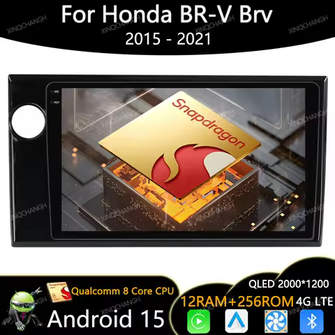 Android 15 Car Radio For Honda BR-V BRV 2015 - 2021 Carplay Auto 4G WIFI Qualcomm Head Unit QLED GPS