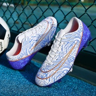 CR7 High เสื้อท่อนบน รองเท้าฟุตบอลสําหรับผู้ชายและผู้หญิงการแข่งขัน TF Nails ระบายอากาศได้ดี กันน้ํา