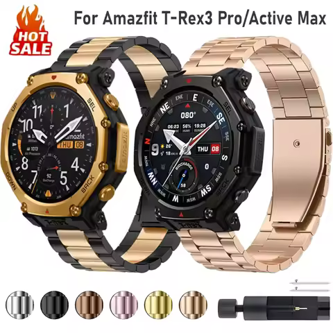 22mm Metal Strap For Amazfit T-Rex3 Pro 48mm/Huawei Watch GT6-5-4 Pro 46mm Stainless Steel Bracelet 