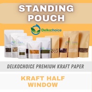 STANDING POUCH ZIPLOCK KRAFT HALF WINDOW DELKOCHOICE 16X24