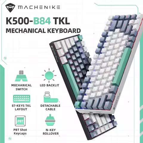 Machenike K500-B84 Wired Mechanical Keyboard TKL 84 Keys RGB Gaming Keyboard PBT Doubleshot Keycaps 