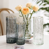 Light Luxury Drawing Gold Glass Vase Transparent Crystal Vase Water Culture Flower Lily Small Vase Living Room Flower Arrangement Label Room