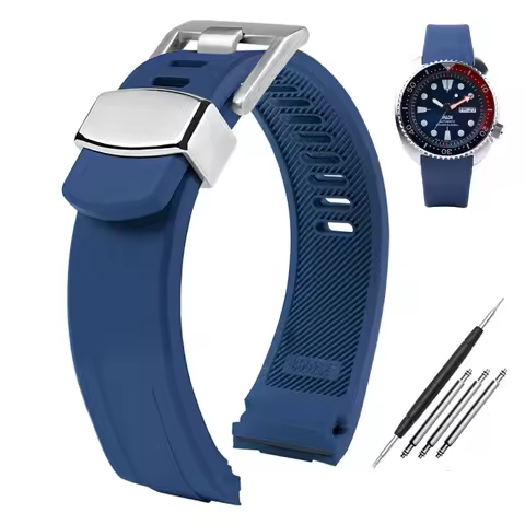 Fluorine Rubber Silicone Watch Strap for Seiko Abalone PROSPEX Series SRPE99K1 SRP777 SRP773 SRPC25 