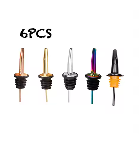 6PCS Stainless Steel Wine Pourer Stopper Bottle Pourer Spout Stopper Speed Pourer Bar Wine Accessori