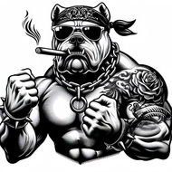 Tough Muscular Bulldog Car Sticker Gangster Style Scratch Cover Creative Door Rear Bumper Decal