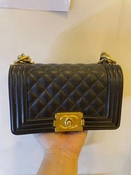 Chanel Boy  20cm 黑色荔枝皮