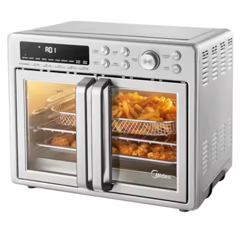 Flexify French Door Toaster Oven Air Fryer Combo 26.4 QT Extra Large Air Fryer Countertop Oven 10-in