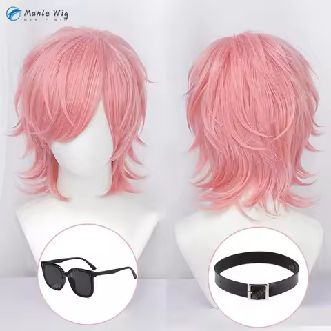 Ayato Yuri Cosplay Wig 40cm Pink Cruly Wigs For Men Cosplay Costumes Anime Wig Heat Resistant Synthe