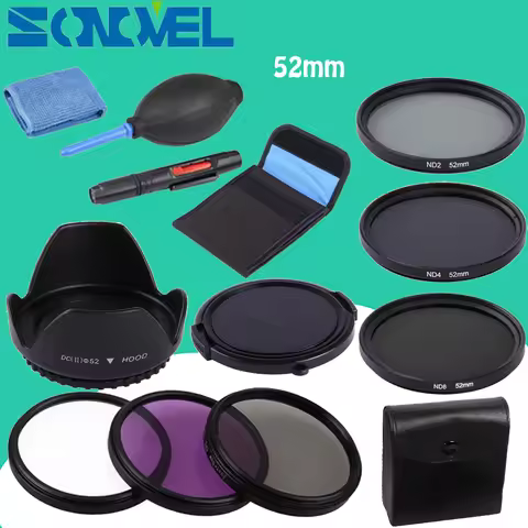 52MM UV CPL FLD ND 2 4 8 Neutral Density Filter Lens Set + lens hood+Cap For Canon 800D 760D 750D Wi
