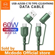 Mcdodo USB-A Type-C Charging Cable 4-in-1 PD/Lightning/Type-C/iPhone data cable fast charging for iphone 12 pro max  iphone 11 pro Huawei Samsung Xiaomi 120cm