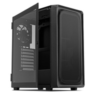 EC2 Black ATX Mid Tower PC Case, Type-C Ready, Supports 40 Graphics Cards, Tempered Glass Side Panel
