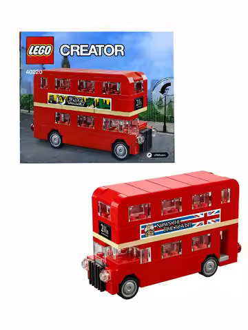 LEGO 40220 City London Bus Station Building Blocks Set, Double Deckers London Travel Bus and Bus Sta
