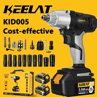 KEELAT Impact Wrench Cordless Wrench Impact Gun Batteri Impact Driver 1/2 Electric Wrench Socket Set