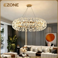 EZONE 12-Head Gold Dandelion Crystal LED Chandelier Nordic Pendant Light for Living Room Dining