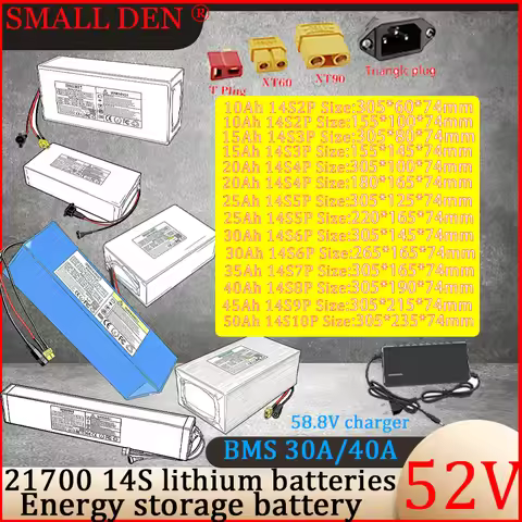 52V 10Ah 15Ah 20Ah 25Ah 30Ah 35Ah 40Ah 45Ah 50Ah 21700 14S Lithium Battery for Off-Road Vehicles and