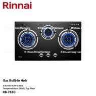 Rinnai RB-783G 3 Burner Built-In Hob Tempered Glass (Black) Top Plate