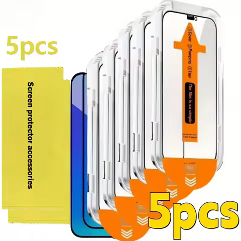 5pcs HD Tempered Glass Screen Protectors for iPhone 16 17 Pro Max 15 Plus 14 13 12 11 SE3 Scratch-Pr